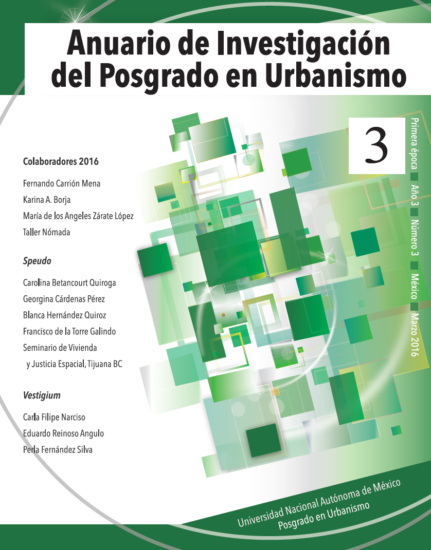 					Ver Núm. 3 (2016): Anuario de Investigación del Posgrado en Urbanismo
				